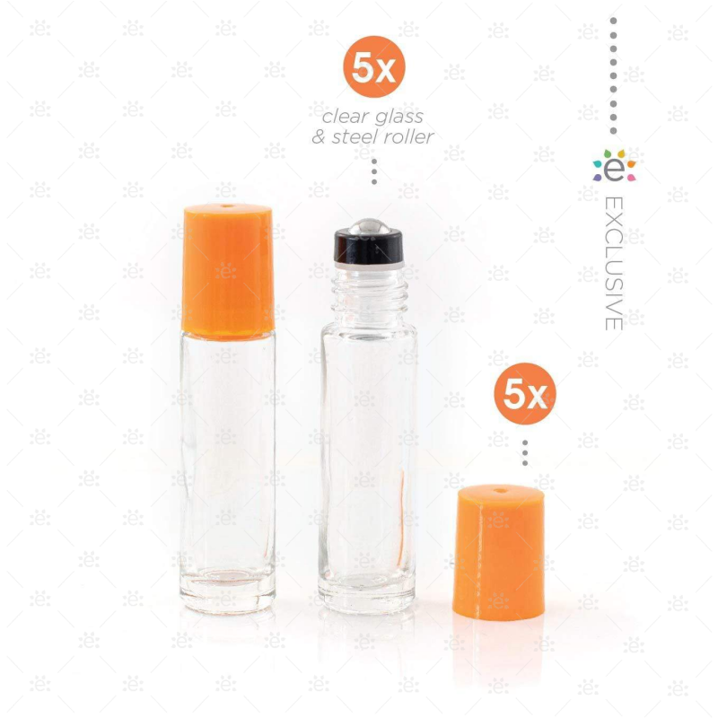 Heldere 10 ml Rollers avec Plastic Dop &amp; Premium RVS Tops - Orange (5 pièces)