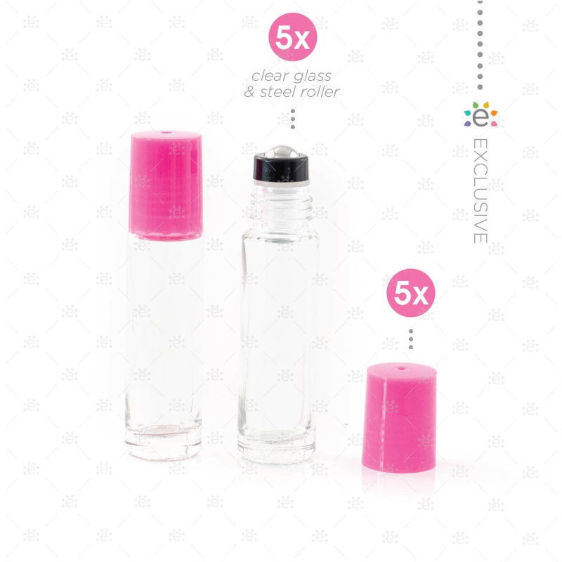Heldere 10 ml Rollers met Plastic Dop & Premium RVS Tops - Roze (5 stuks)
