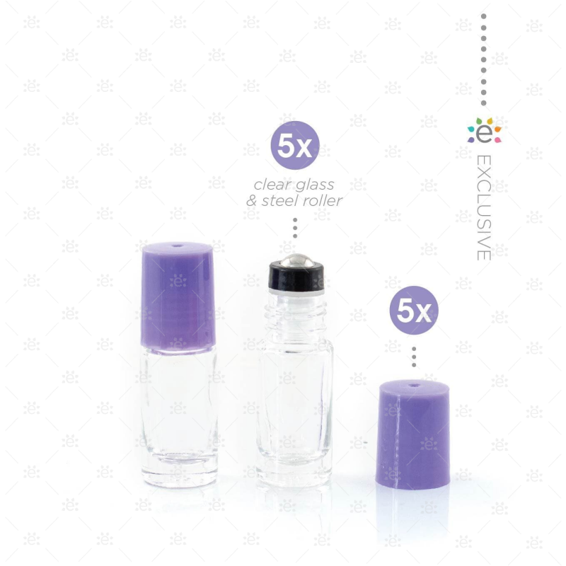 Rouleaux de 5 ml avec dessus en plastique Dop et Premium RVS - Paars (5 pcs)