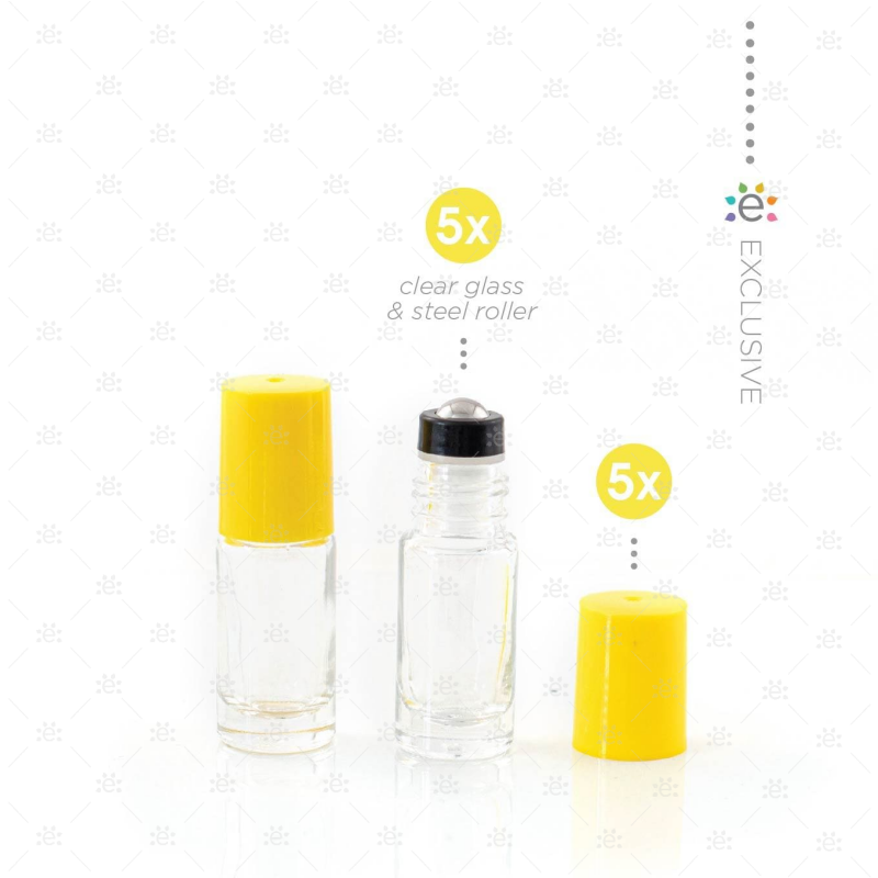 Heldere 5 ml Rollers avec Plastic Dop &amp; Premium RVS Tops - Bleu (5 pièces)