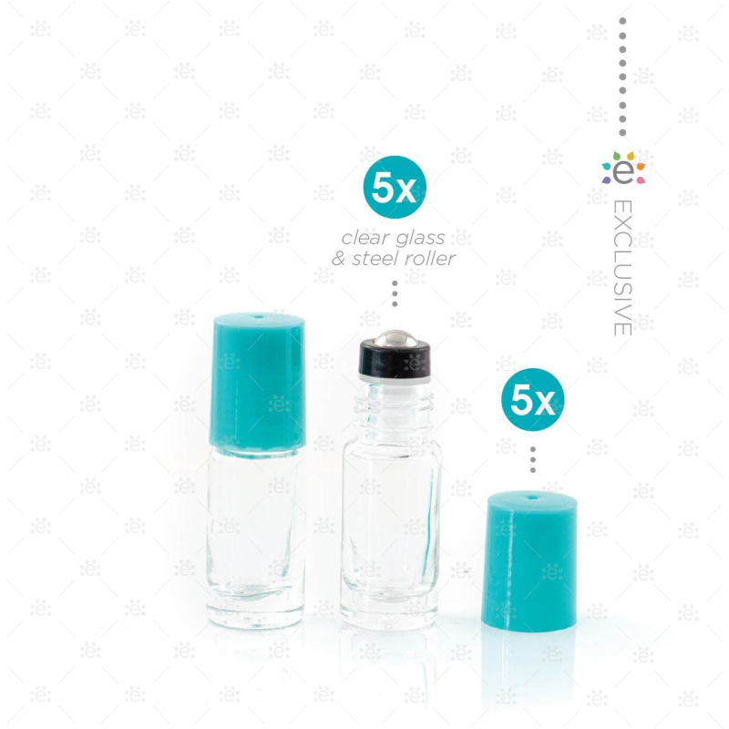 Heldere 5 ml Rollers avec Plastic Dop &amp; Premium RVS Tops - Sarcelle (5 pièces)