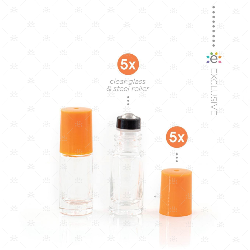 Heldere 5 ml Rollers avec Plastic Dop &amp; Premium RVS Tops - Orange (5 pièces)