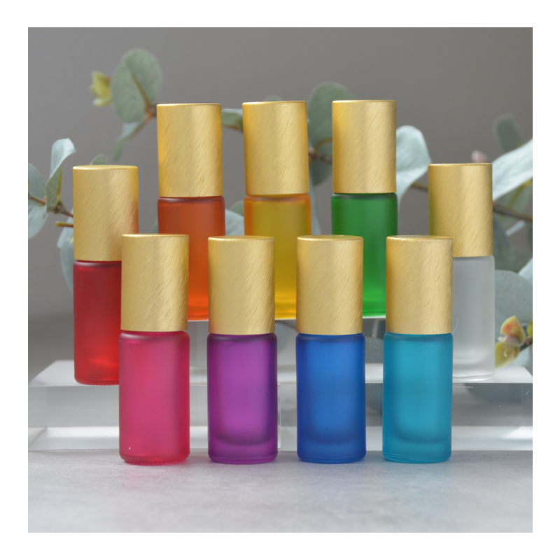 ♥ 5 ml Frosted Rollers 9 stuks Gekleurd met Goud / Gele Doppen