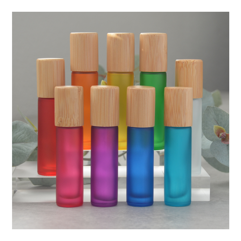 ♥ 10 ml Frosted Rollers 9 stuks Gekleurd met Bamboe Doppen