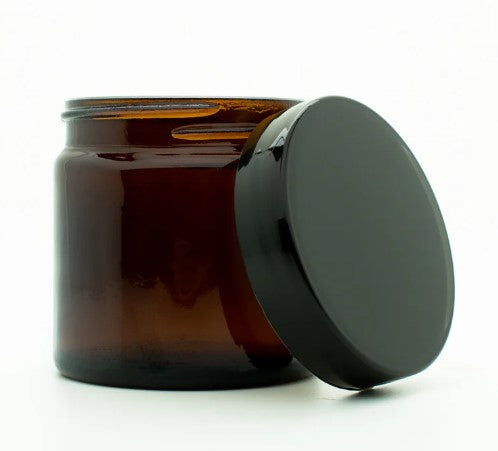 Pot glacé ambré de 60 ml avec du sel noir (3 pièces)