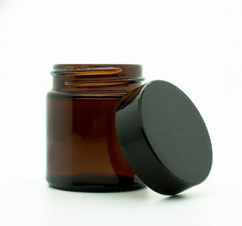 Pot glacé ambré de 30 ml avec du sel noir (3 pièces)
