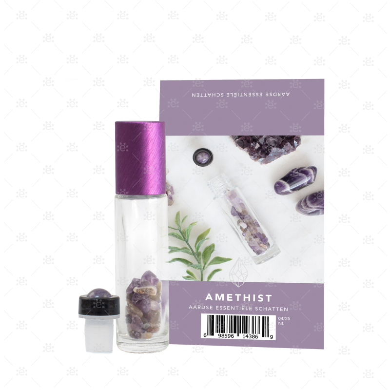 10 ml Roller met Edelsteen Roller + Chips Amethist - (Nederlands)