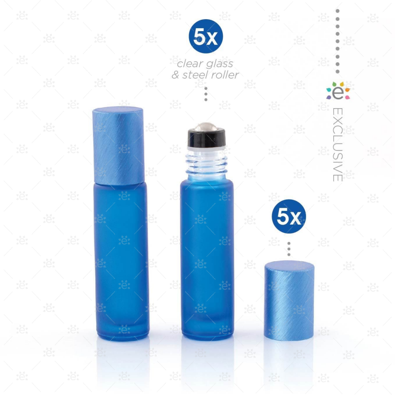 Rouleaux givrés de 10 ml avec revêtements métalliques et dessus premium - Bleu (5 pièces)