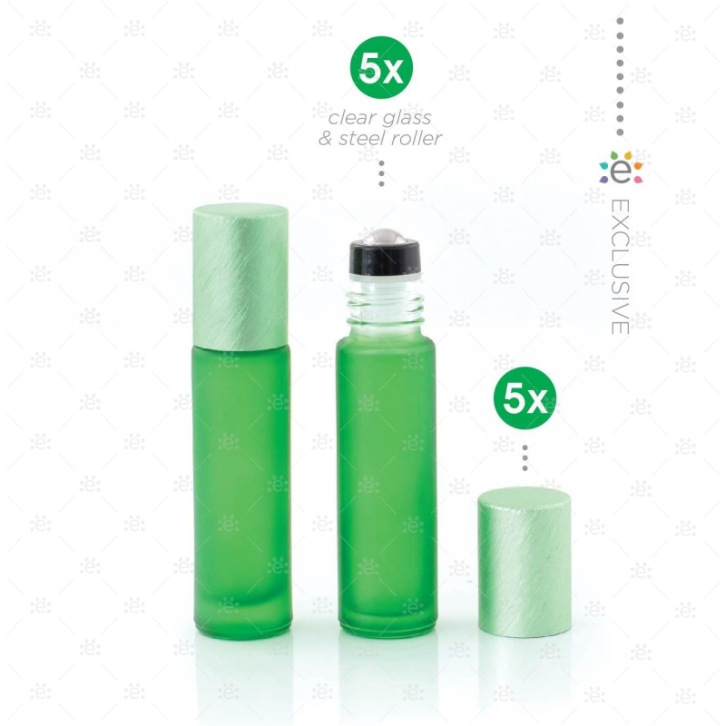 Rouleaux givrés de 10 ml avec des revêtements métalliques et des dessus de qualité supérieure - Vert (5 pièces)
