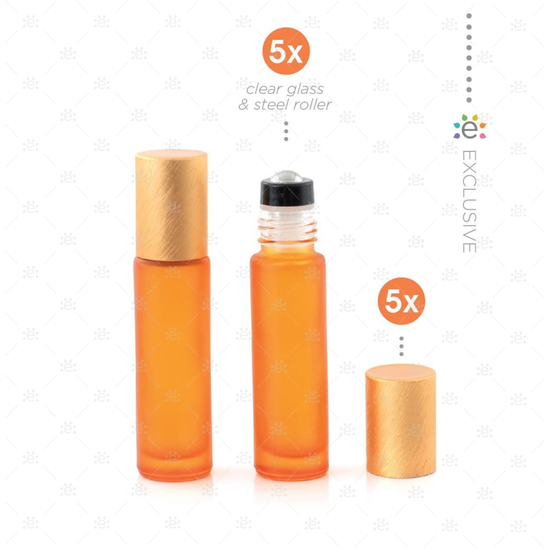 Rouleaux givrés de 10 ml avec des couches métalliques et des dessus premium - Orange (5 pièces)
