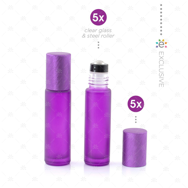 Rouleaux givrés de 10 ml avec revêtements métalliques et dessus premium - Paars (5 pcs)