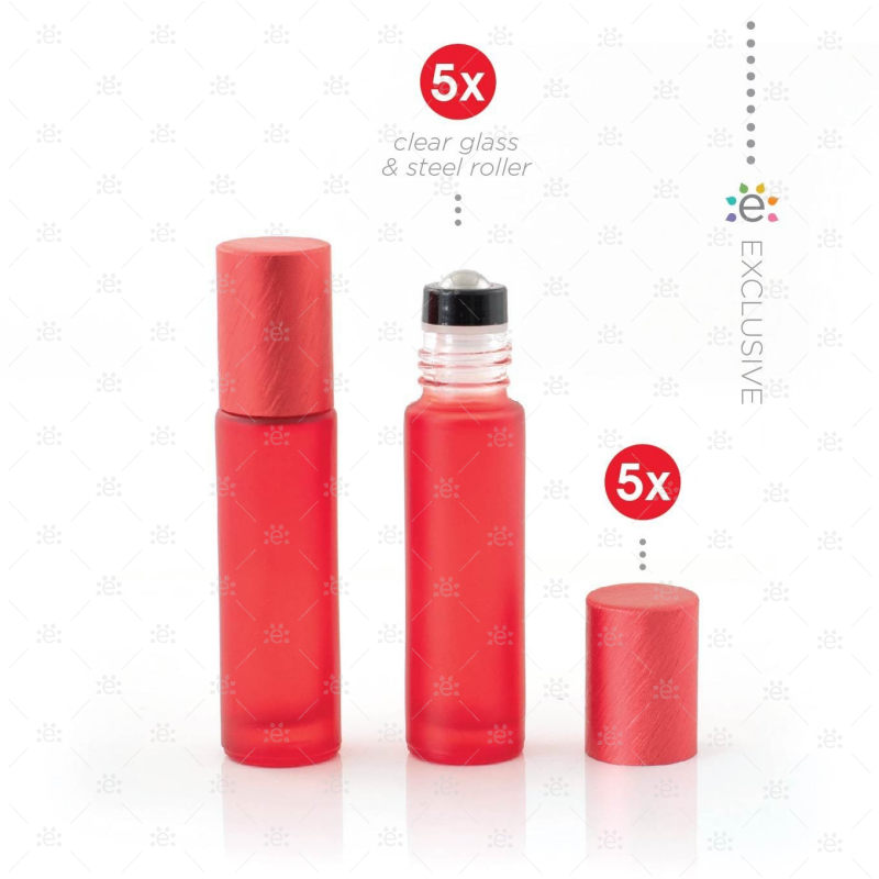 Rouleaux givrés de 10 ml avec revêtements métalliques et dessus premium - Rouge (5 pièces)