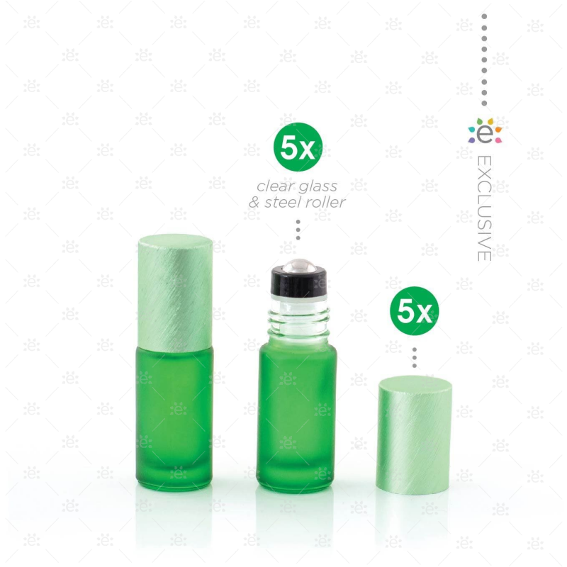 Rouleaux givrés de 5 ml avec des revêtements métalliques et des dessus premium - Vert (5 pièces)