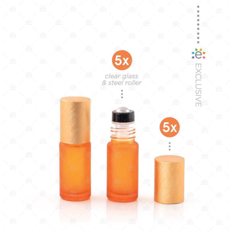 Rouleaux givrés de 5 ml avec revêtements métalliques et dessus premium - Orange (5 pièces)