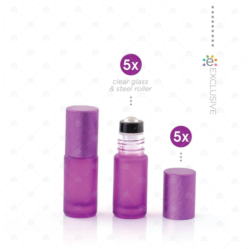 Rouleaux givrés de 5 ml avec revêtements métalliques et dessus premium - Paars (5 pcs)