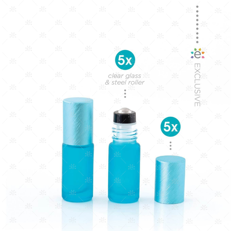 Rouleaux givrés de 5 ml avec revêtements métalliques et dessus premium - Sarcelle (5 pièces)