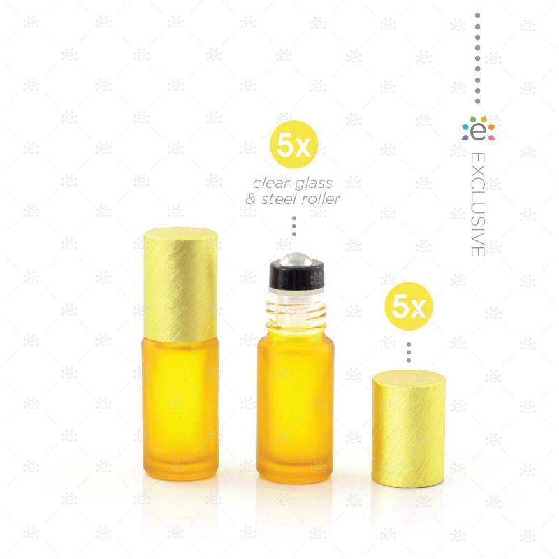 Rouleaux givrés de 5 ml avec des revêtements métalliques et des dessus premium - Bleu (5 pièces)
