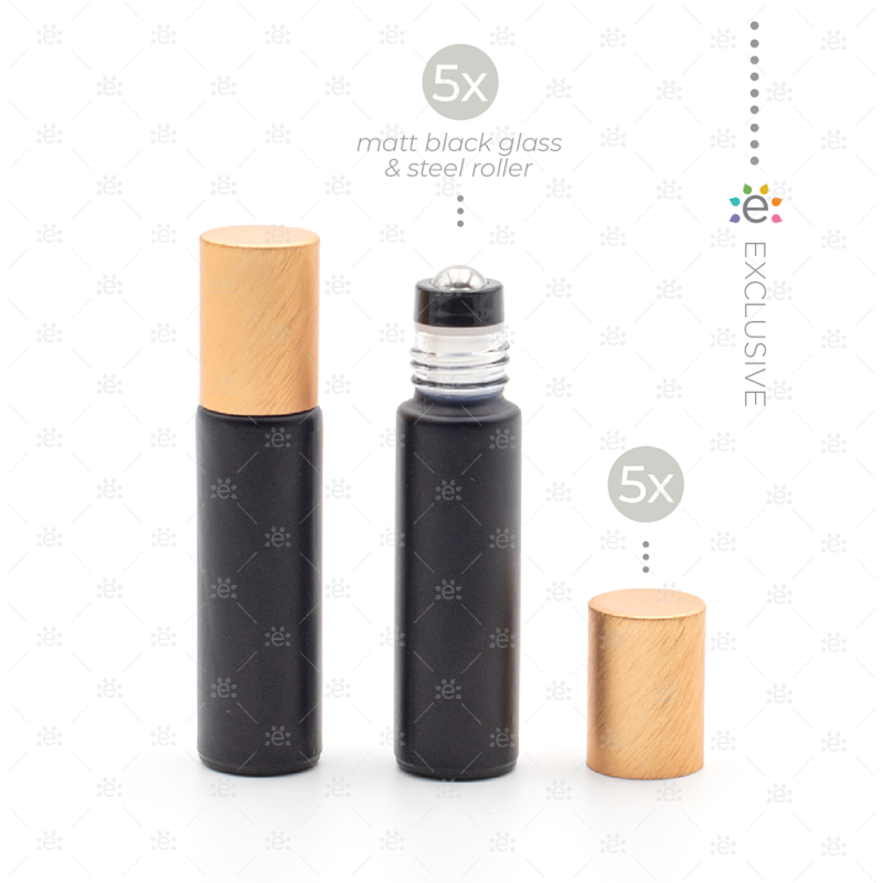 Rouleaux givrés de 10 ml avec des revêtements métalliques et des dessus premium - Noir/Oranje (5 pièces)