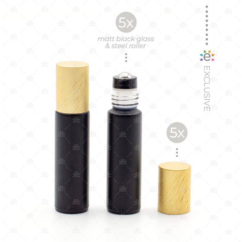 Rouleaux givrés de 10 ml avec revêtements métalliques et dessus premium - Noir/Goud (5 pièces)