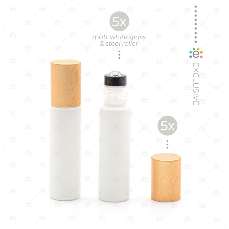 Rouleaux givrés de 10 ml avec des revêtements métalliques et des dessus de qualité supérieure - Blanc/Orange (5 pièces)