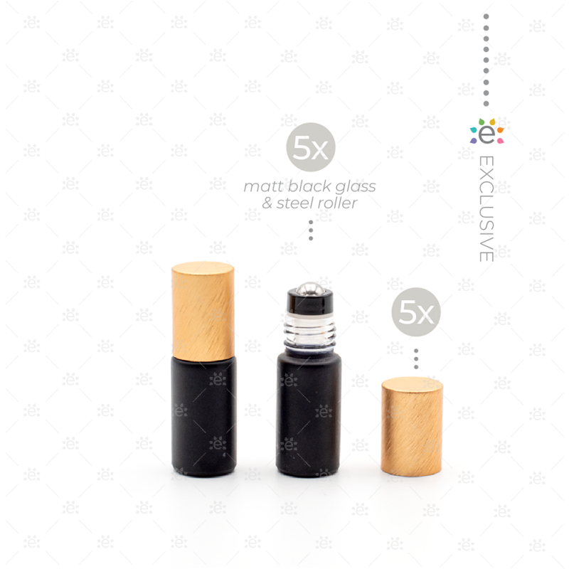 Rouleaux givrés de 5 ml avec des revêtements métalliques et des dessus premium - Noir/Oranje (5 pièces)