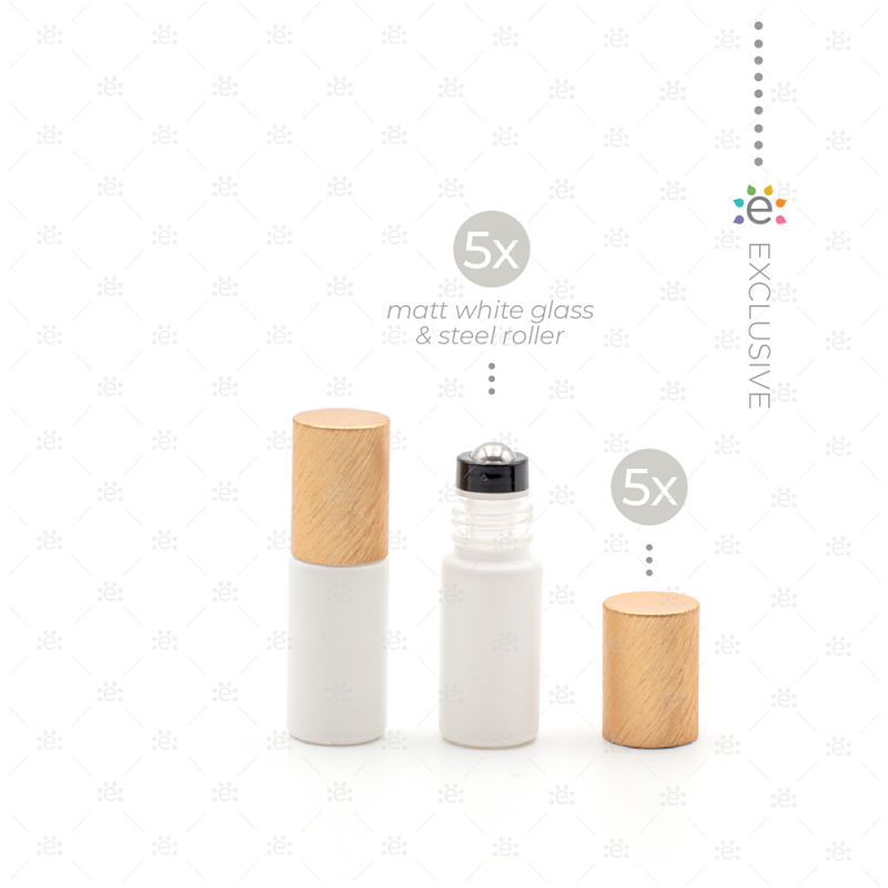 Rouleaux givrés de 5 ml avec des revêtements métalliques et des dessus premium - Blanc/Orange (5 pièces)