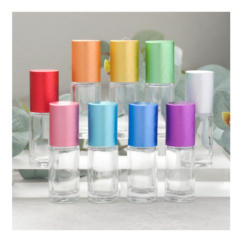 ♥ 5 ml Transparante Rollers 9 stuks gekleurde doppen