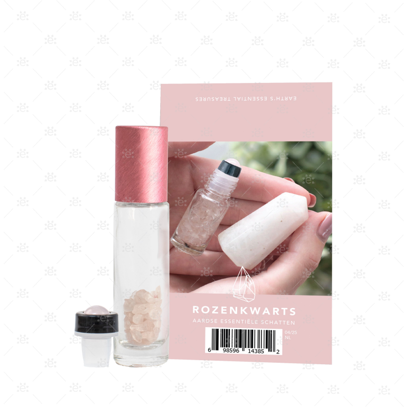 10 ml Roller met Edelsteen Roller + Chips Rozenkwarts - (Nederlands)
